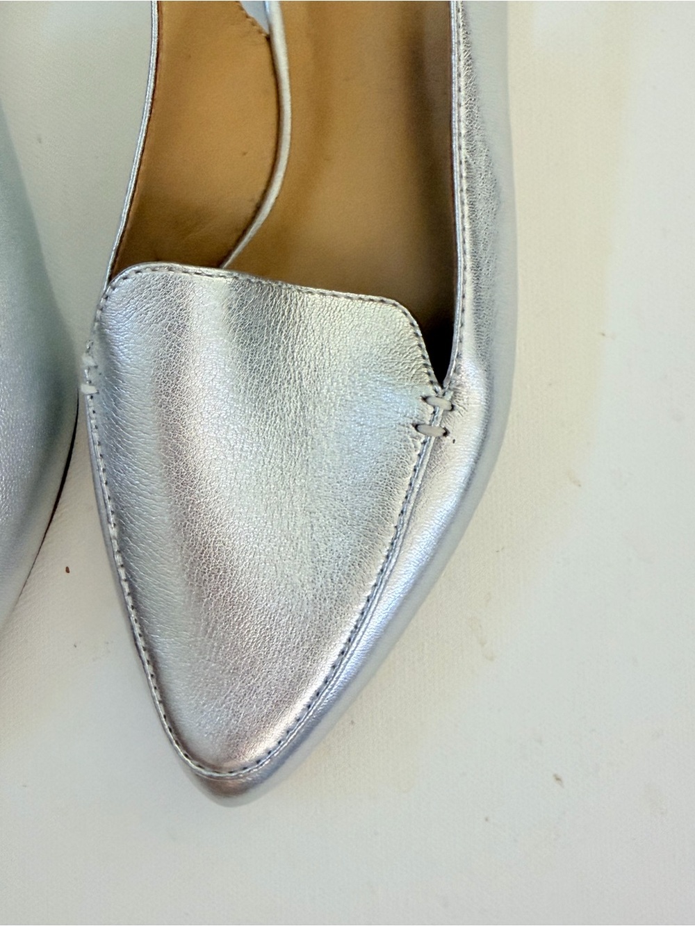 Talbots silver pointed toe slingback sandal - Picture 3 of 8